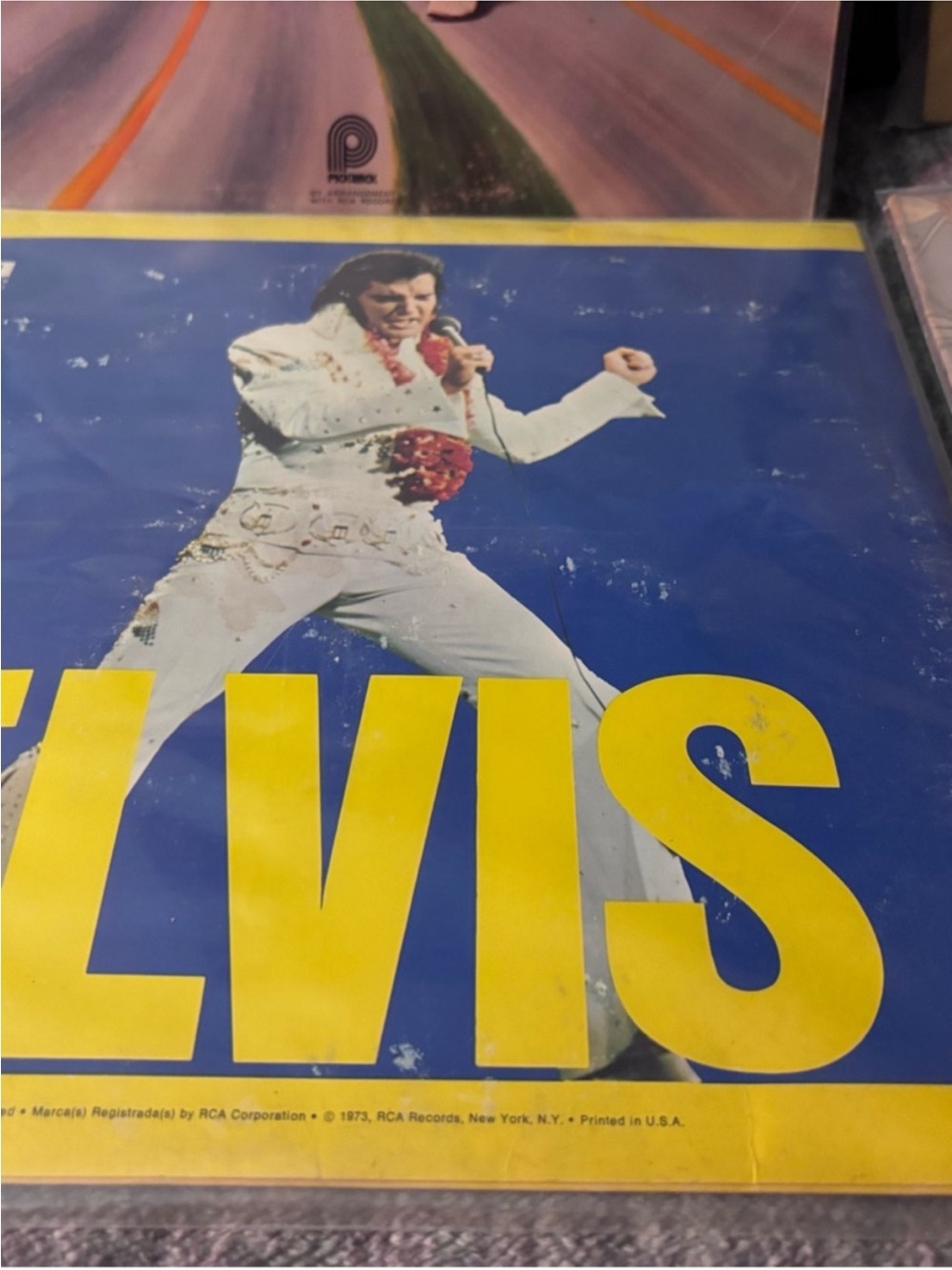 Elvis Vinyl Album Cover - Bold Blue & Yellow